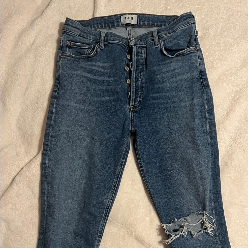 Agolde Women's Dark Blue Straight Leg Jeans